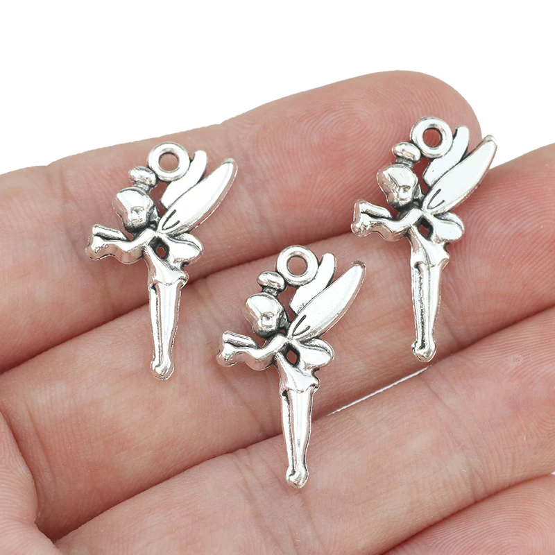 15 Pieces 14x25mm Antique Silver Color Elf Girl Charms Fairy For  Earring DIY Jewelry Making