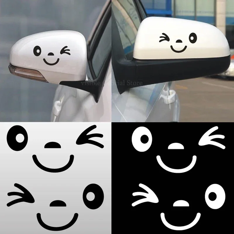 2Pcs Car Sticker Exterior Smiling Eye Face Sticker Lovely Beautiful Car Decal Compact Exterior car decorations car accessory