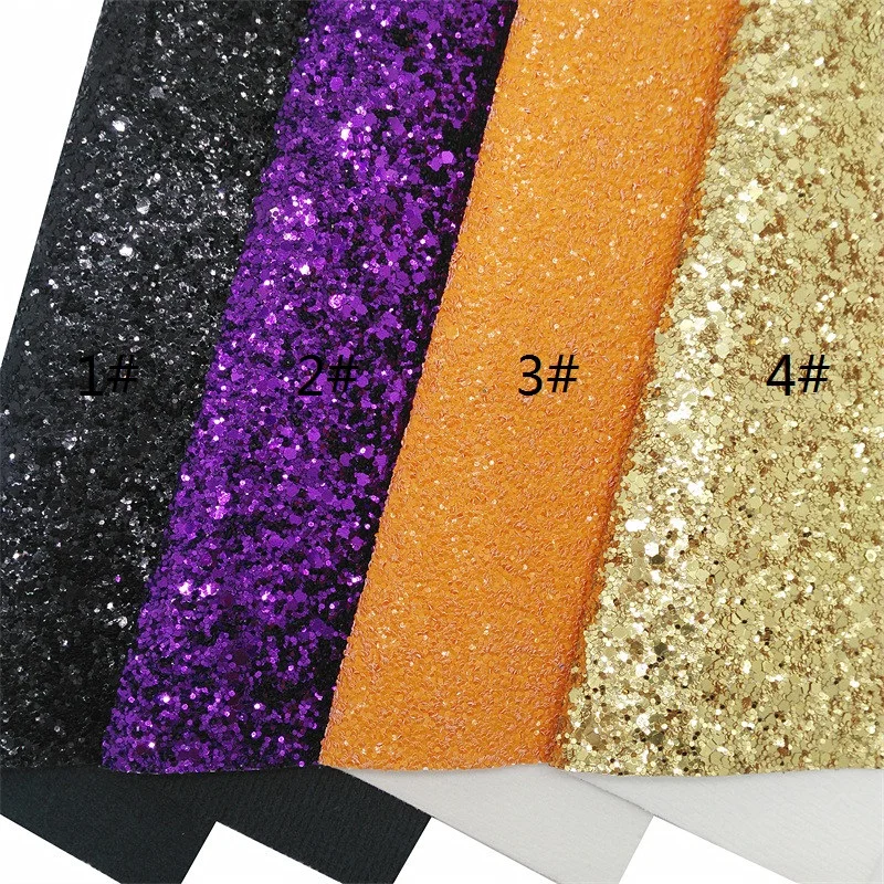 Rolls Sheets Halloween Glitter Faux Leather Glitter Synthetic Leather felt backing Glitter Vinyl Fabric DIY Bows W566