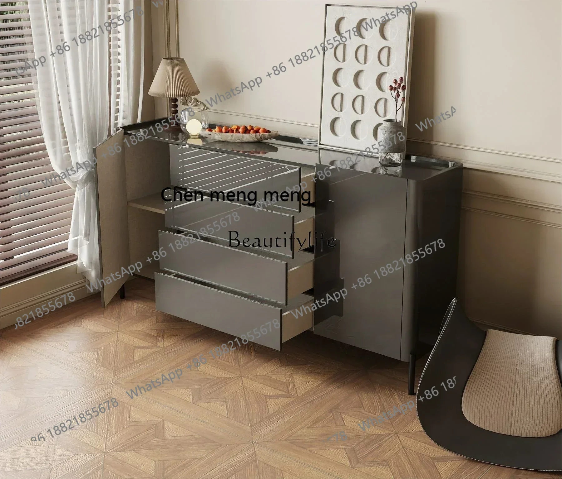 style  Nordic light luxury piano paint against the wall storage cabinet size apartment ss 8617