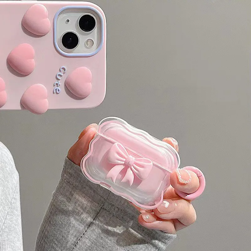 

Cute Bow Tie Earphone Cases for Airpods 4 3 Pro 2 Cover TPU Funda Coque For Air pods Pro 2 Shockproof Shell