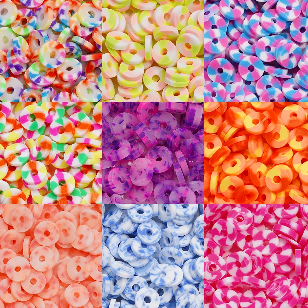 350Pcs/Lot 6mm Flat Round Polymer Clay Beads Loose Spacer Beads for Jewelry Making DIY Needlework Bracelet Necklace Earrings