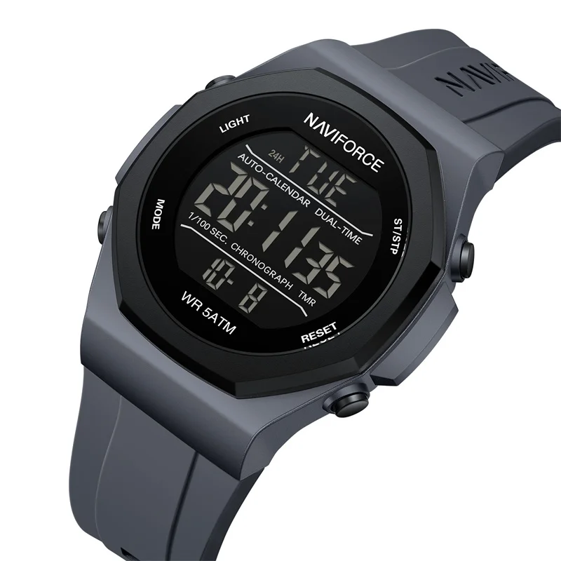 

NAVIFORCE High Quality Watches for Man 50m Waterproof Silicone Band New Style Electronic Luminous Wristwatches Relogio Feminino