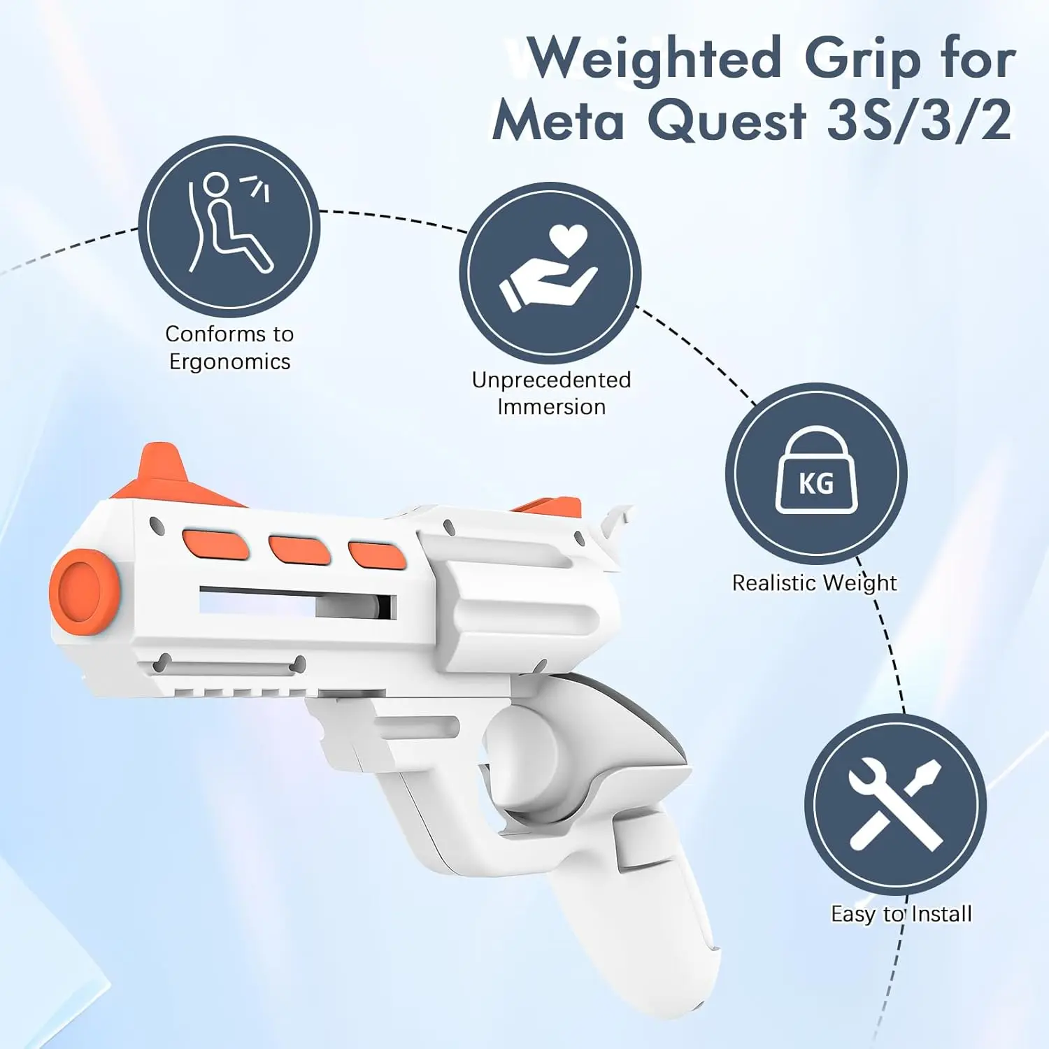 Enhance FPS Game Experience VR Handle Attachment For Meta Quest 2/3/3s, VR Accessories for Quest 2, Gunstock Grip For Quest 3/3s