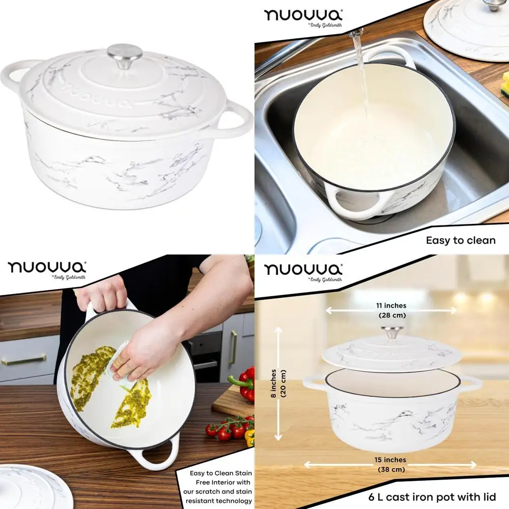 

Жаропрочная эмалированная чугунная голландская духовка с антипригарным покрытием — кастрюля емкостью 6,4 литра с крышкой — прочная кастрюля для выпечки и тушения