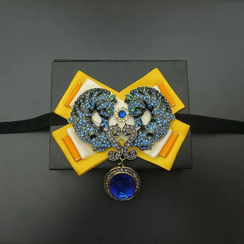 

Vintage Men's Bow Tie High-end Business Banquet Wedding Rhinestone Seahorse Collar Flowers Bows Original Design Handmade Jewelry