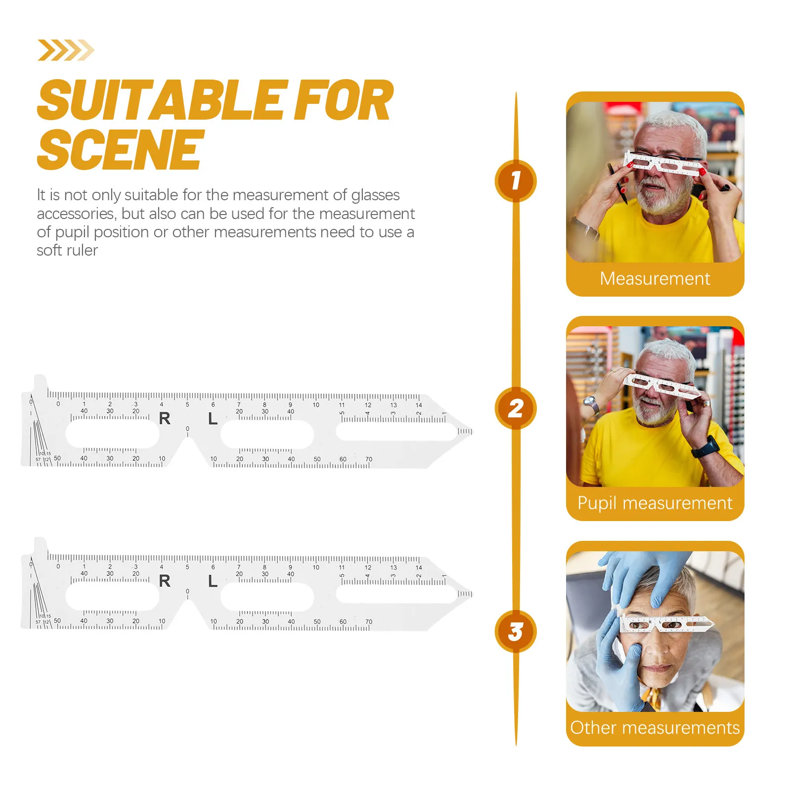 2Pcs Pupil Distance Ruler Compact Lightweight Pupillometer for Eyeglasses Optical Measurement Tool Multifunction Eyes Shield