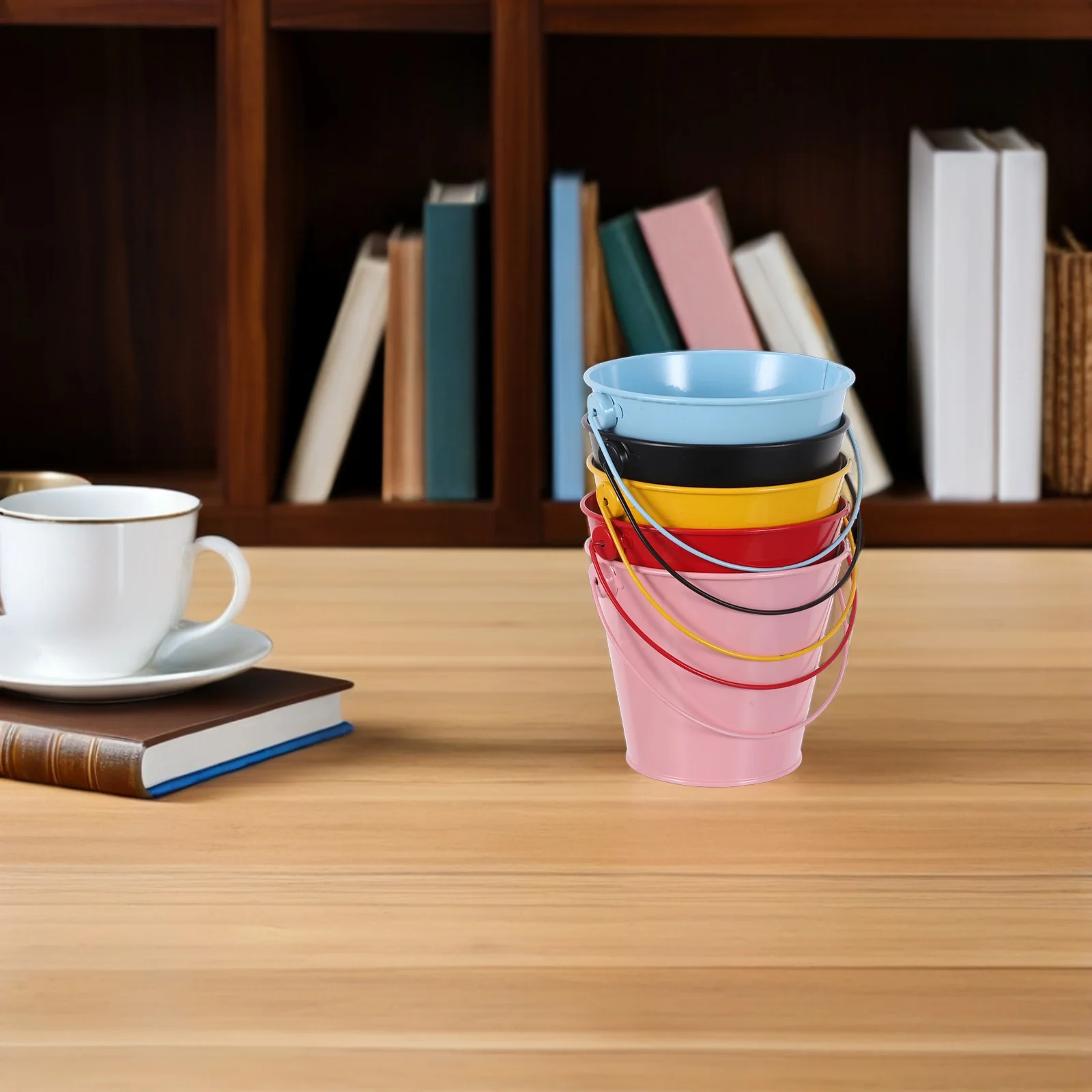 

5Pcs Iron Pen Holder Classic Vintage Metal Pencil Cup Stand Handle Makeup Brush Organizer Office Supplies Crafts Classroom