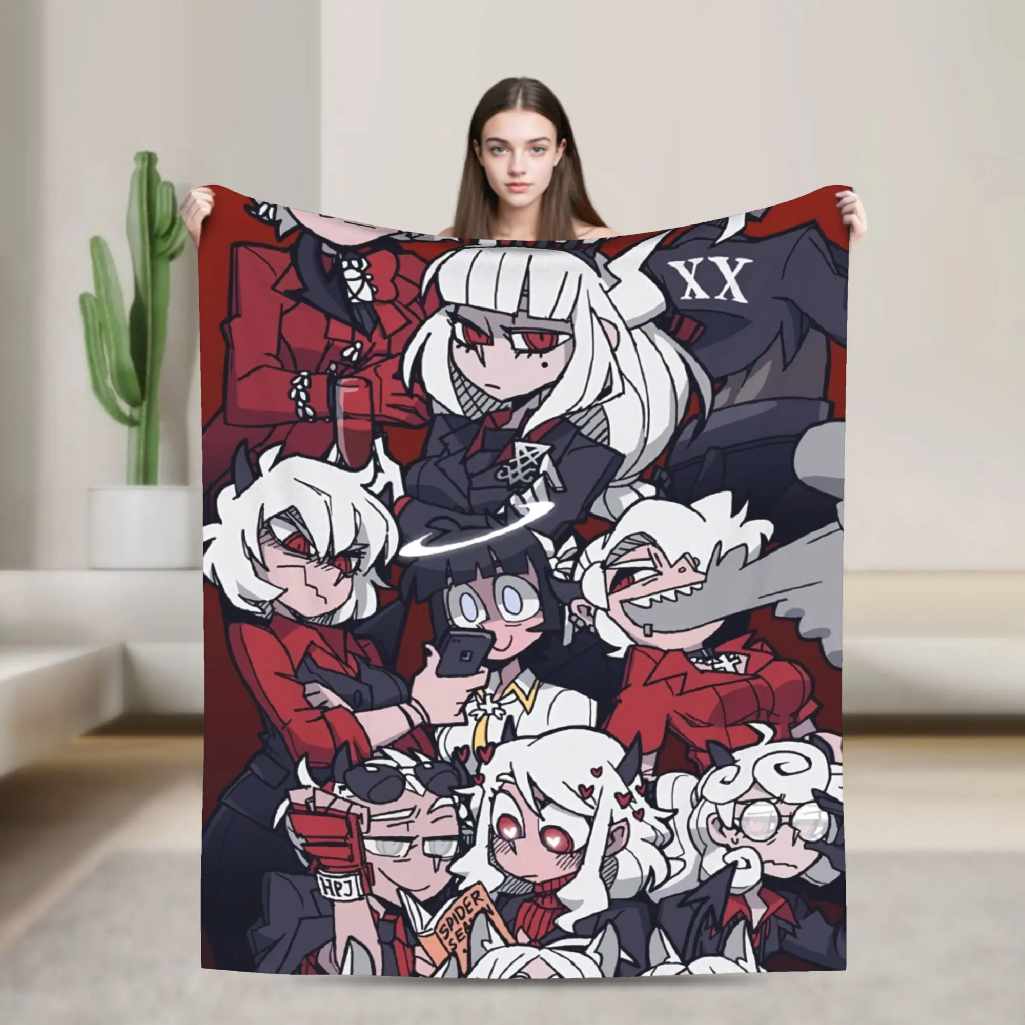 Contradiction Helltaker Lucifers Modeus Throw Blanket for Couch  Soft Fuzzy Plush Blanket 50x60 Inches Multiple Sizes Bedspread