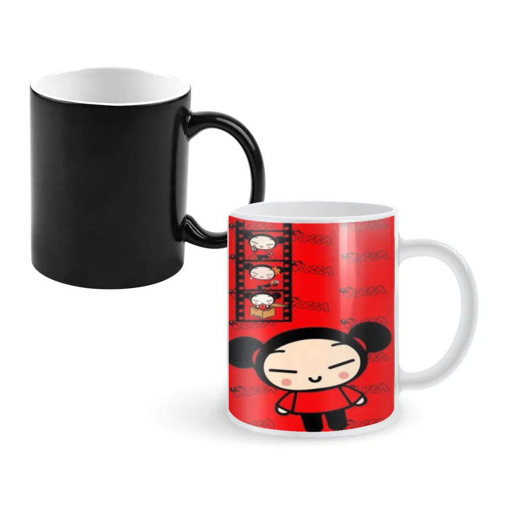 

Cute Cartoon Pucca Garu Creative Change Ceramic Mug Heat Revealing Coffee Cup Breakfast Cup Mug Gift