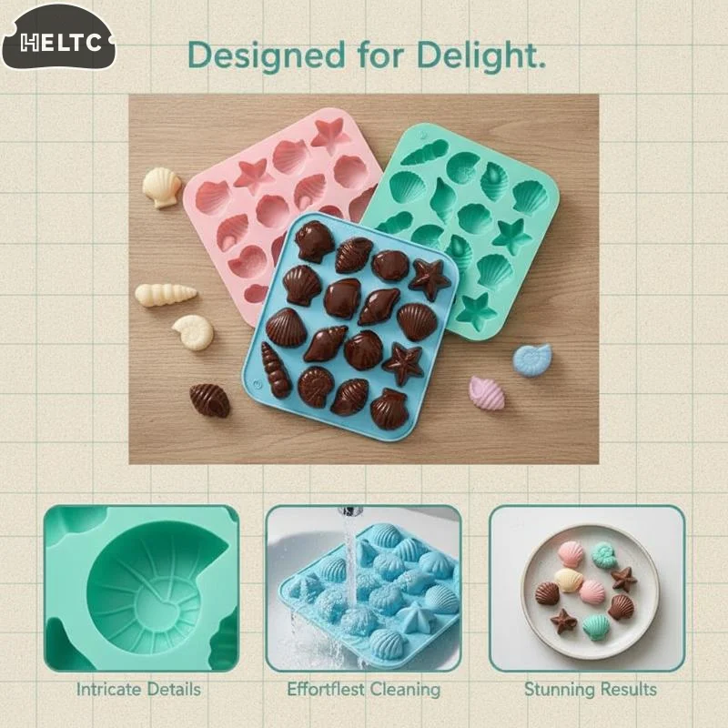 Seashell Silicone Molds, Ocean Themed Chocolate Molds,Shell,Starfish,Conch Candy Mold, Reusable For Cake Decoration,Party Treats