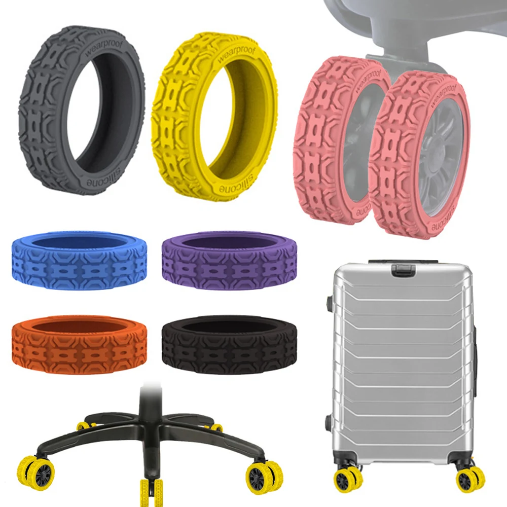 Hot 4pcs/Set Silicone Luggage Wheel Protectors Silent Shock-Proof Cover Sleeves For Smooth Rolling Suitcases Carrier Wheel Cover