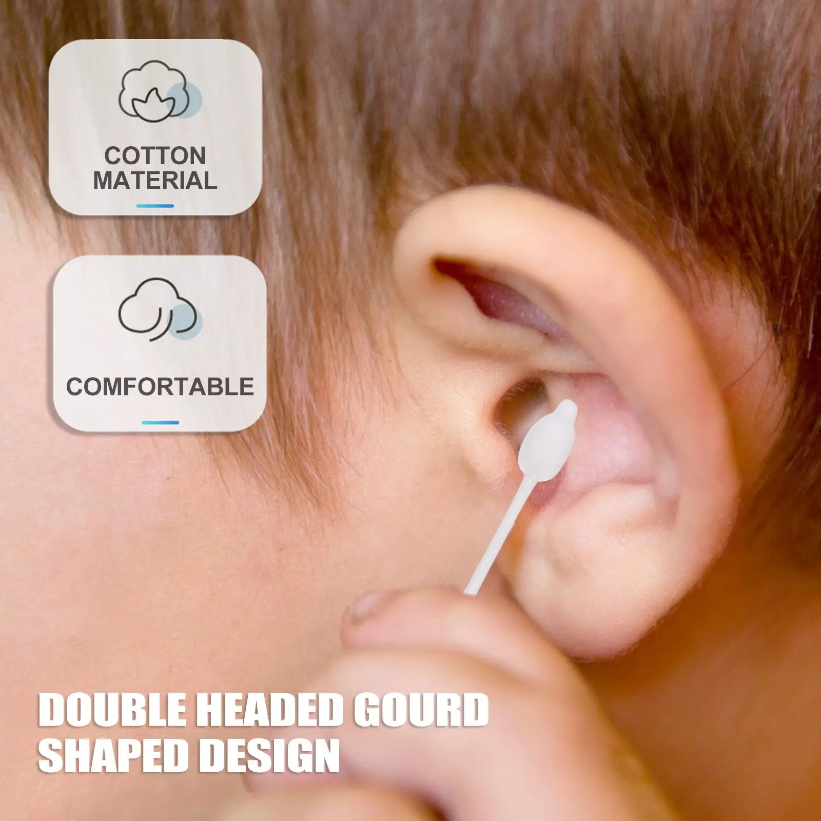 Baby Cotton Swabs Safety Buds White Newborn EcoFriendly No Dyes Large Head Gourd Shape Ideal for Wound Care Makeup Hobbies