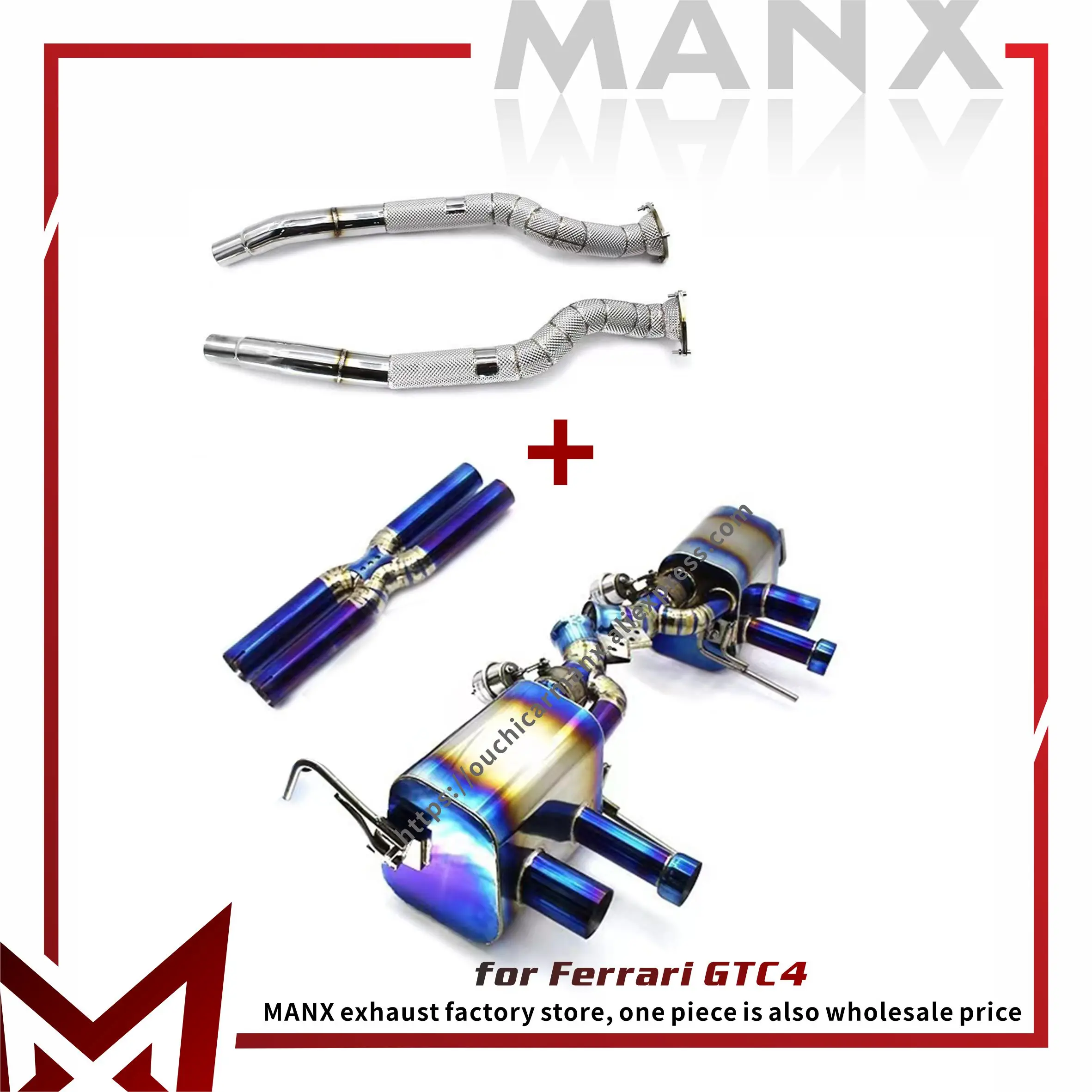 

MANX Ti Catback for Ferrari GTC4 Lusso High quality Muffler SS Downpipe Exact Fit Catalytic Converter Exhaust pipe