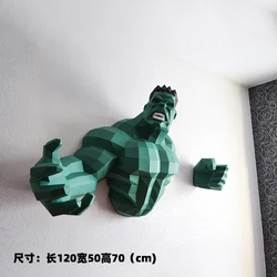 120cm Hulk Marvel Super Heroes Paper Model Home Decor Hallway Party Wall Decorations Papercraft 3D Sculpture DIY Hand Made Toys