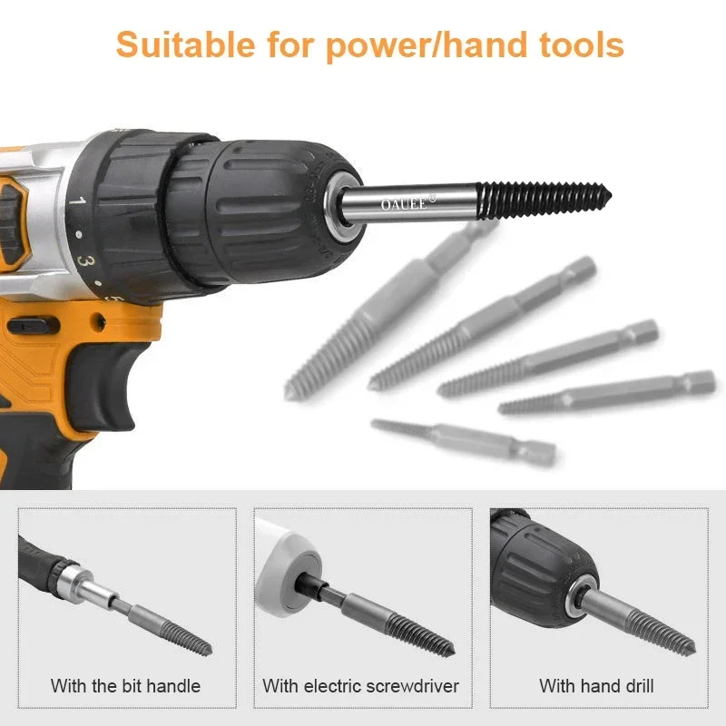 مجموعة دليل لقم الثقب المركزي ، مزيل البراغي التالفة ، أدوات الإزالة ، السرعة ، سهولة الخروج ، أدوات النجارة ، 5 من ، 6