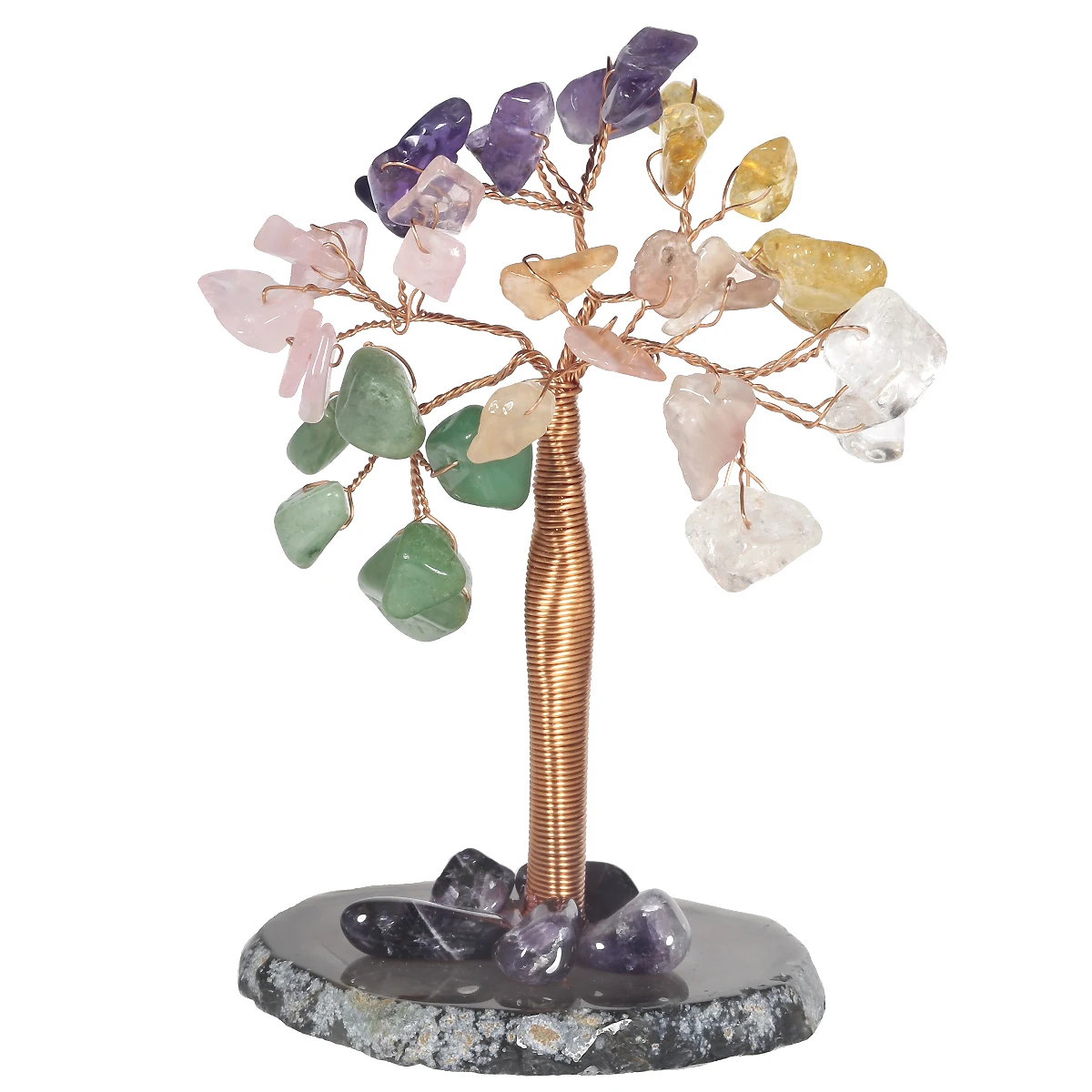 Crystal Money Tree With Natural Agate Slice Base Lucky Money Tree For Home Decor Office Ornaments