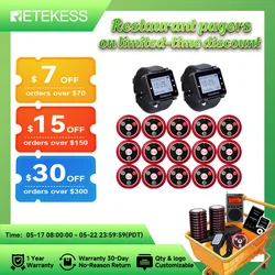 RETEKESS 물담뱃대 무선 웨이터 호출 시스템, 레스토랑 호출기, T128 시계 리시버, T117 통화 단추, 카페용 고객 서비스