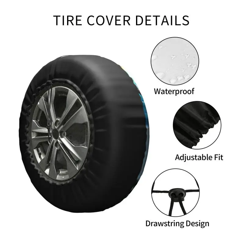 Summer Sea Beach Chair Spare Tire Cover for RV SUV Waves Car Wheel Covers Wheel Protectors Universal for Trailer Travel Trailer