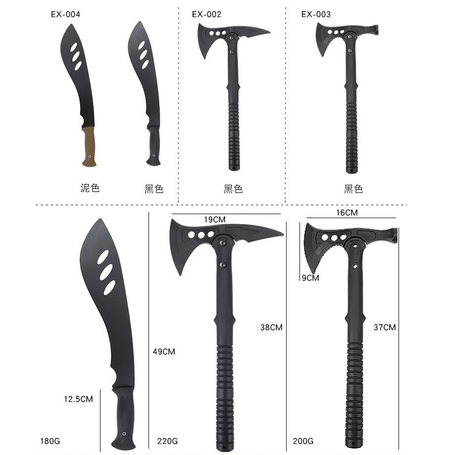 Machado de Batalha de Plástico (Modelo Fictício) para Acampamento ao Ar Livre, Sistema Molle, Machado Tático Não Funcional, Brinquedo Tomahawk para Caça