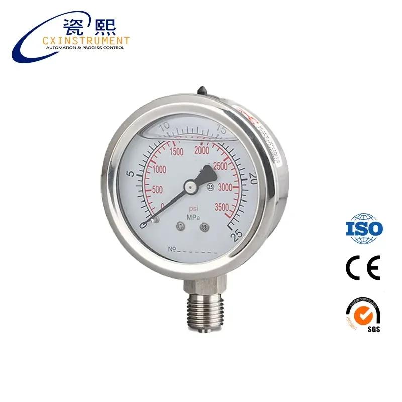 for CX-PG-P 0-40 Mpa 60mm Radial Stainless Steel 2.5% Accuracy Oil Filled Pressure Gauge