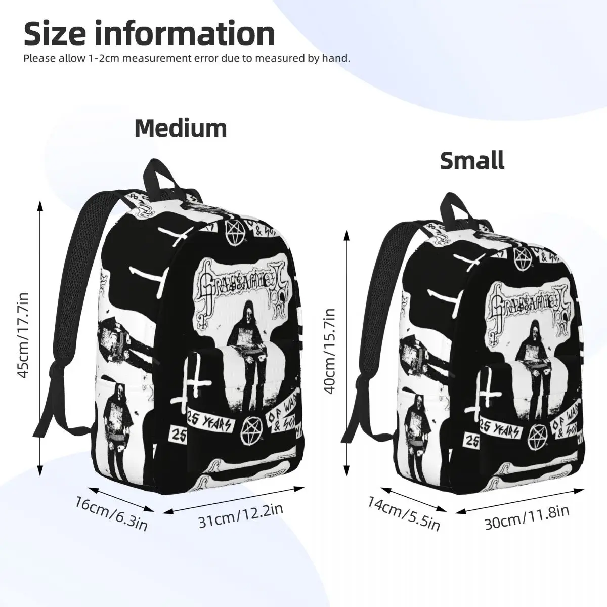 Grausamkeit 音楽ブラックメタルバックパックカレッジバックパック学生カラフルな軽量高校バッグかわいいリュックサック