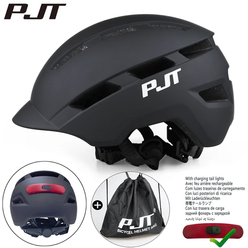 PJT Deportes al aire libre Ciclismo Casco de seguridad Bicicleta Scooter Casco de bicicleta de carretera de montaña Luces traseras/paquete para hombres Mujeres Casco de bicicleta