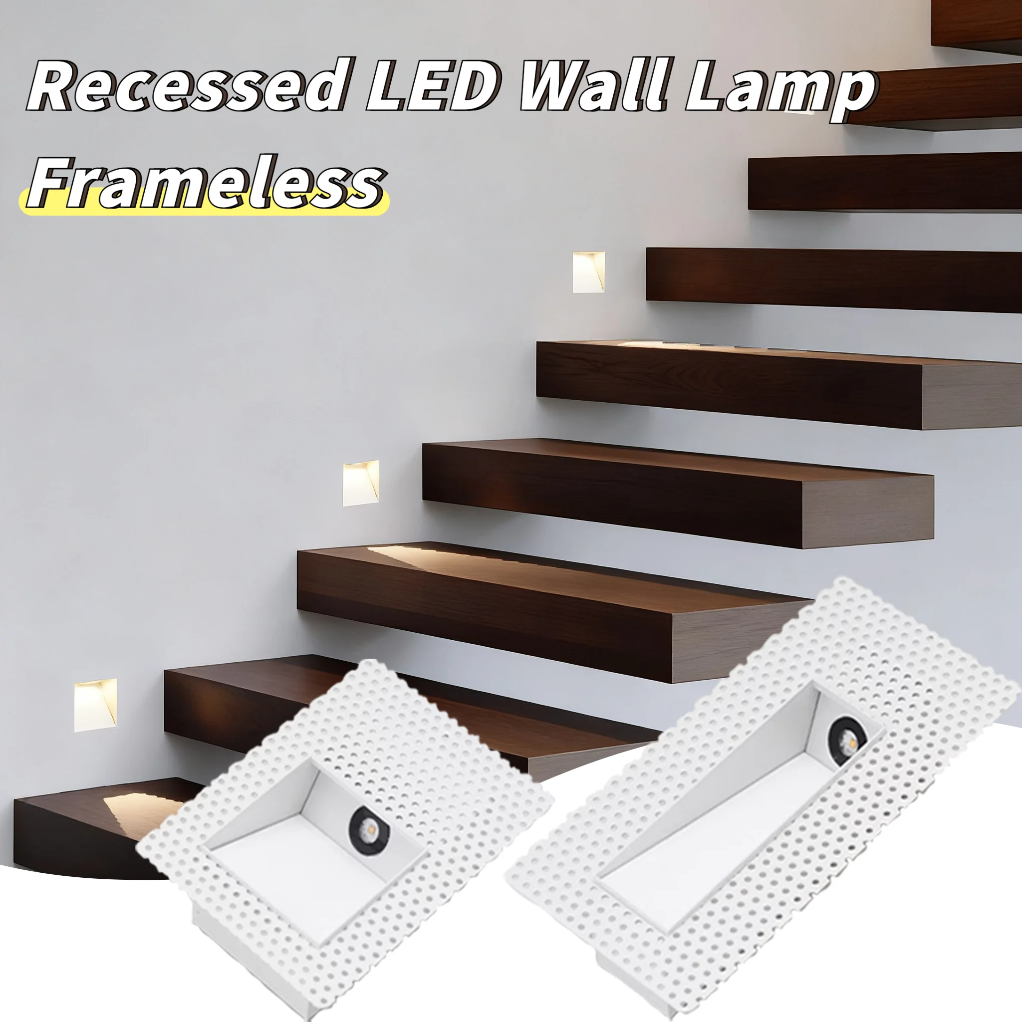 

Recessed Motion Detect LED Wall Lamp Frameless 3W Step StairCase Lighting For Home Channel Corridor Hotel Indoor Night Footlight
