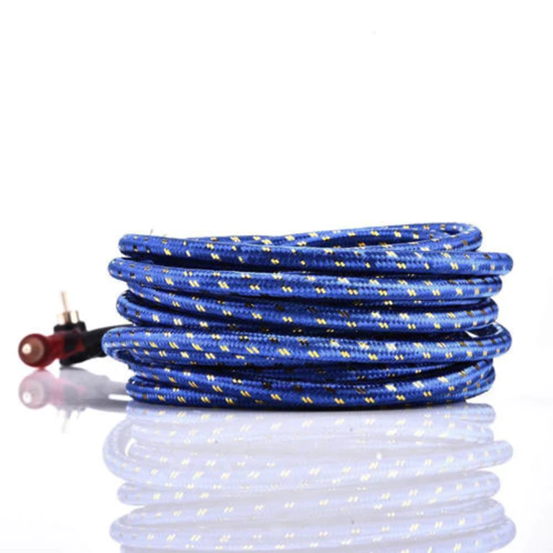 Новый 5 м 2 Rca до 2 Rca вилка автомобильный стерео аудио кабель усилитель плетеный инструмент