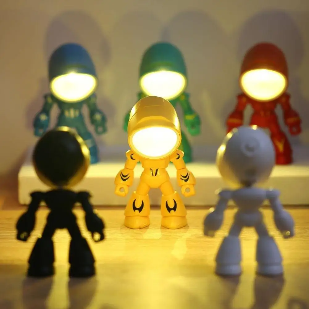 

Mini LED Night Light Cute Cartoon Robot Hero Desk Lamp Desktop Ornament Bedside Bedroom Table Lights Children Boy Holiday Gift