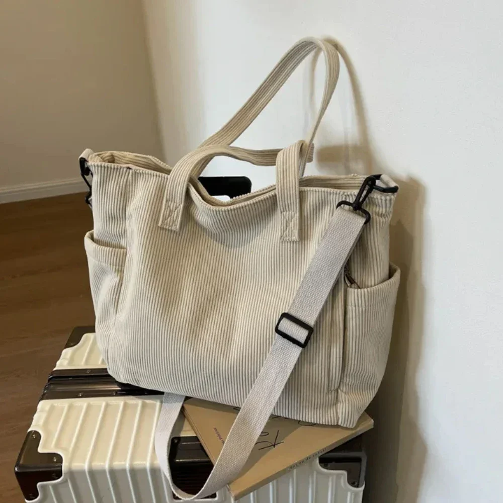 

Fashion Versatile Shoulder Bag College Wind Commuting Corduroy Square BagUnisex Large Capacity Leisure Portable Crossbody Bag