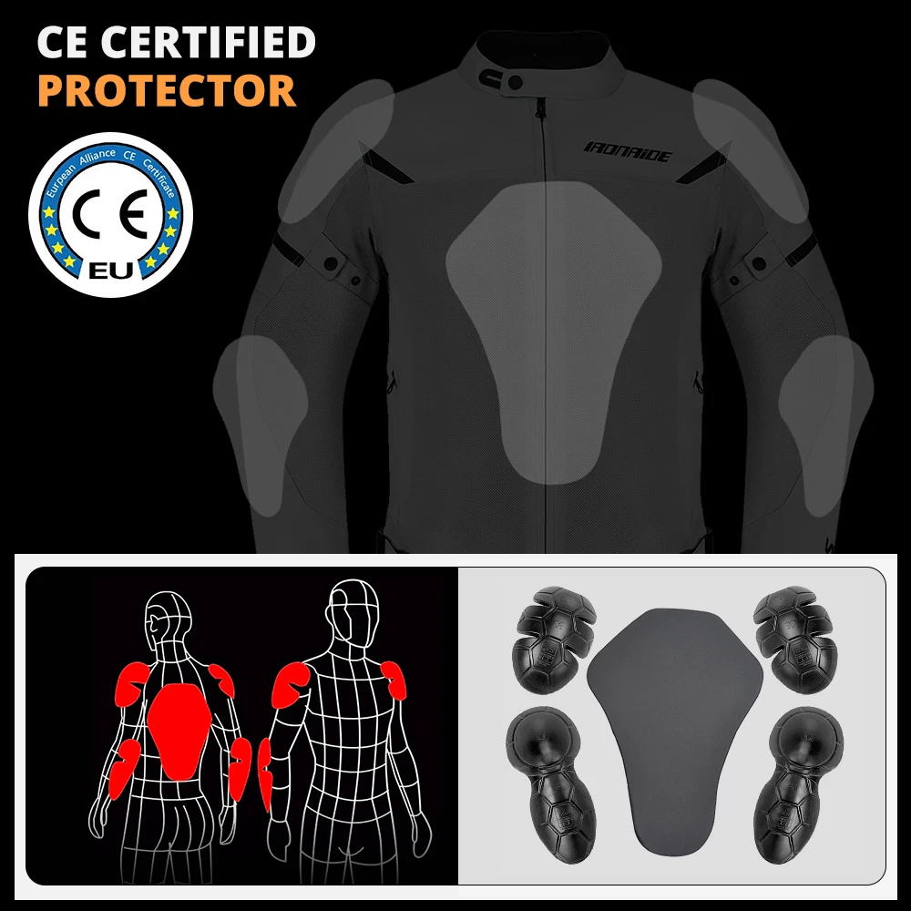 Reflective Motorcycle Jacket Breathable Motocross Clothing Wear-Resistant Racing Coat Anti-Fall Motorcycle Protection Equipment