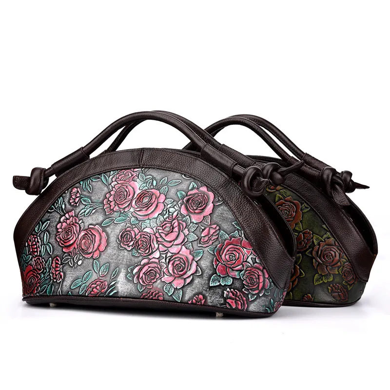 

Hand Make Art Fashion Genuine Leather Bags Lady Tote Bag Woman Sac A Mains Luxury Customize Boston Bag