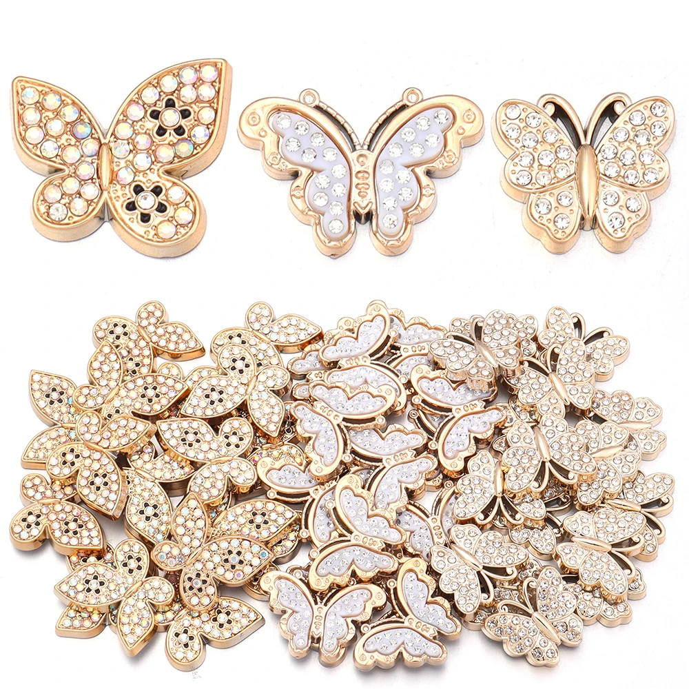 10pcs Gold Acrylic Butterfly Patch Ornaments for DIY Accessories