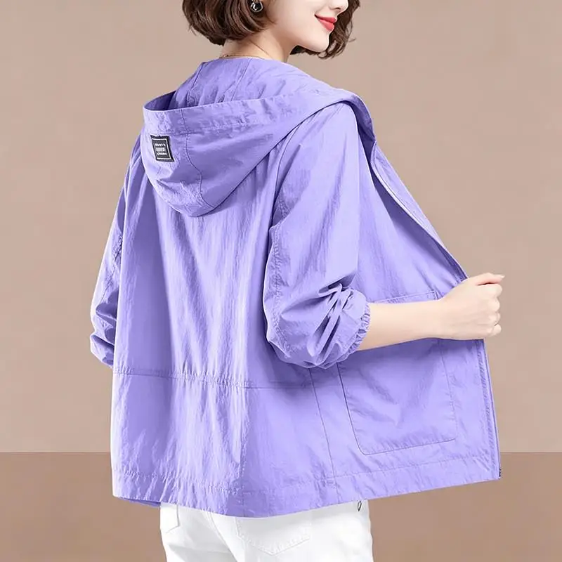 Women's Summer Lightweight Breathable UV Protection Clothing Long Sleeve Hooded Outdoor Fashionable Sunscreen Coat 2024 New S...