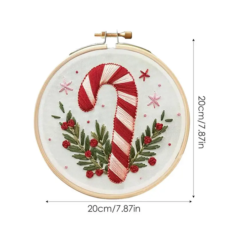 Candy Cane Embroidery Craft Kit, Artesanato de costura artesanal para iniciantes e adultos, Bordados