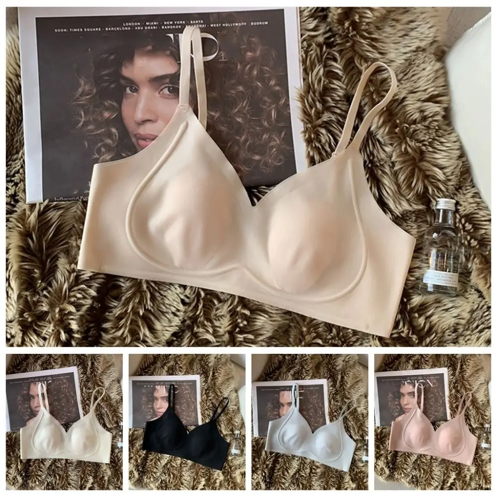 

Soft Close-fitting Wireless Deep V Bra Anti-sagging No Trace Push Up Underwear Gathered Breasts Shockproof Seamless Bras Daily