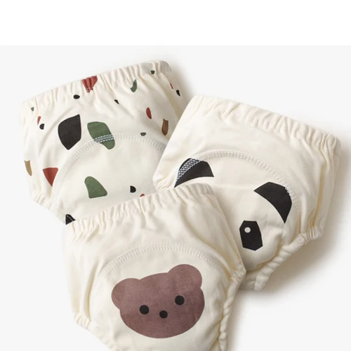 재사용 가능한 코튼 아기 변기 훈련 바지, 유아용 반바지, 속옷 천, 아기 기저귀, 기저귀 팬티, 기저귀 교체, 6 층 