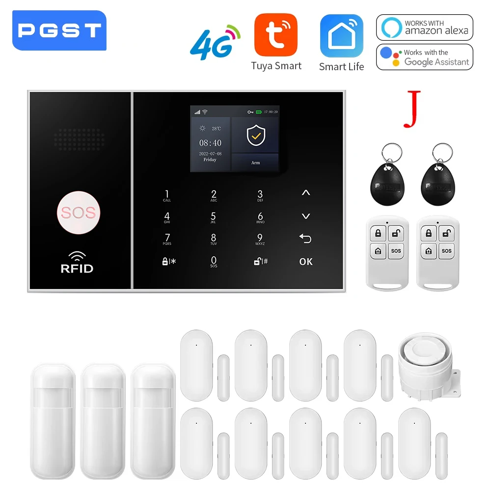 

GauTone 3G 4G GSM WIFI Security Alarm System for Home and Business Multi-language Tuya Smart Life APP Control work with Alexa