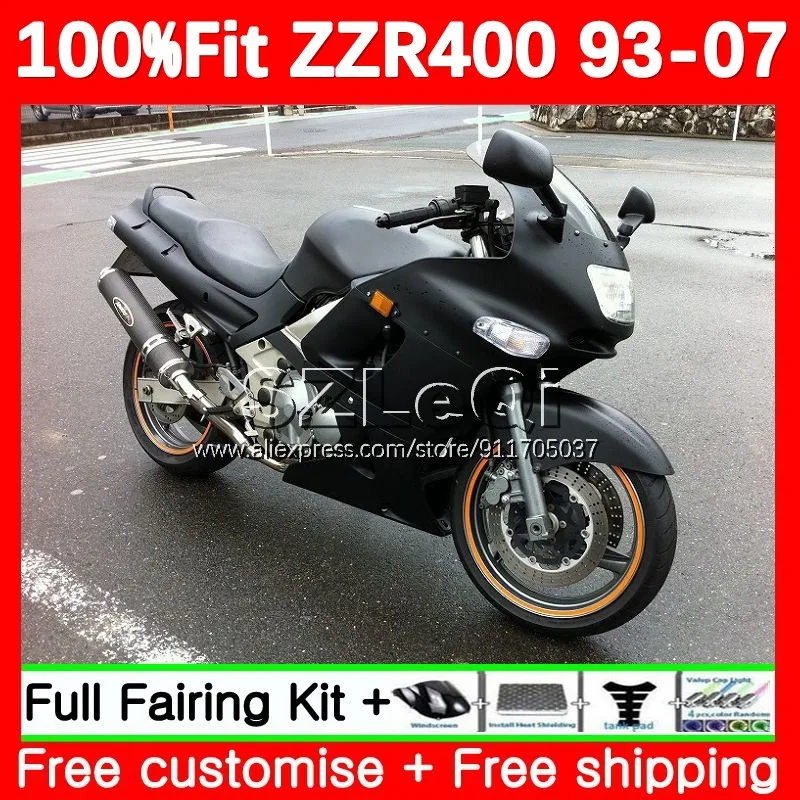 ZZR-400 For KAWASAKI NINJA ZZR400 93 94 95 96 97 98 99 119No.76 ZZR 400 2001 2002 2003 2004 2005 Flat black 2006 2007 Fairing