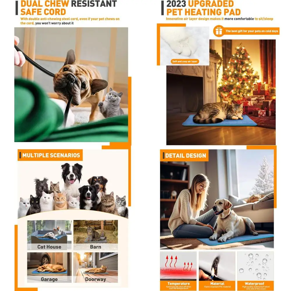 

Indoor Waterproof Electric Heated Pet Bed Mat with Timer and Anti-Bite for Dogs and Cats