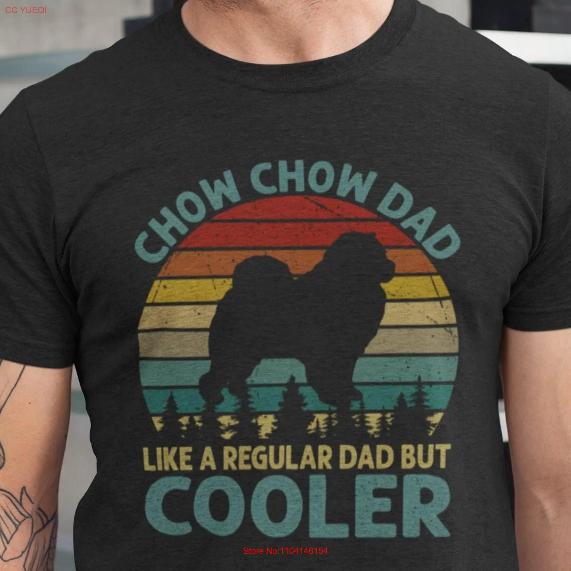 Chow Dad T Shirt Funny for Lover Dog Owner Retro long or short sleeves