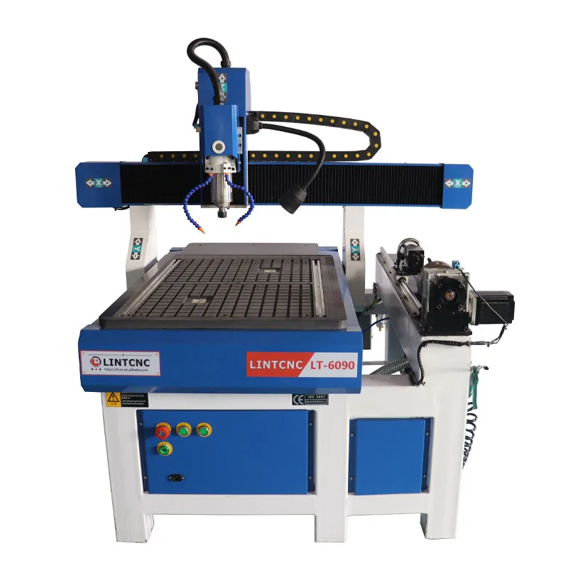 6090 Vacuum Table with Side Rotary of Machine Welded Steel Tube Bed X Y Z Axis All by TBI Ball Screw Cnc Router Machine