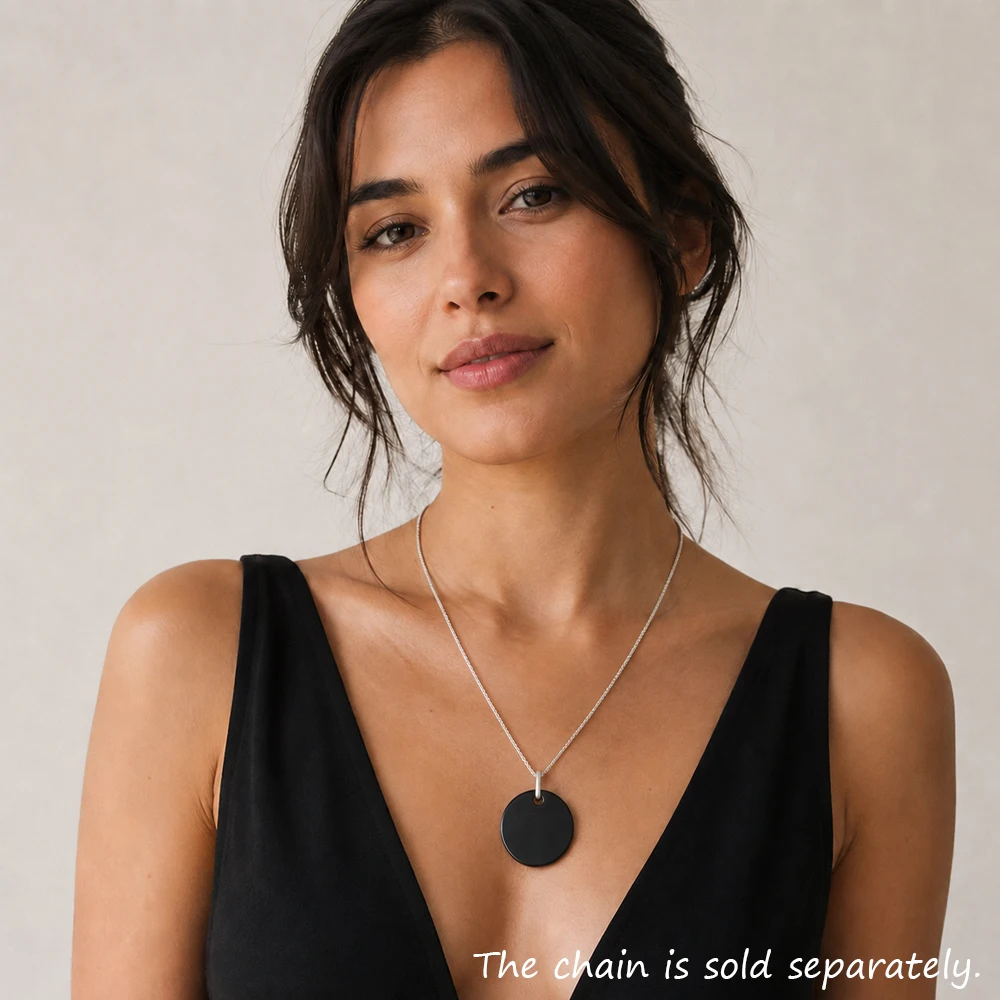 Pendant Round Black Stone Winter Brand New Fine Jewelry Europe 925 Sterling Silver Classic Gift For Woman