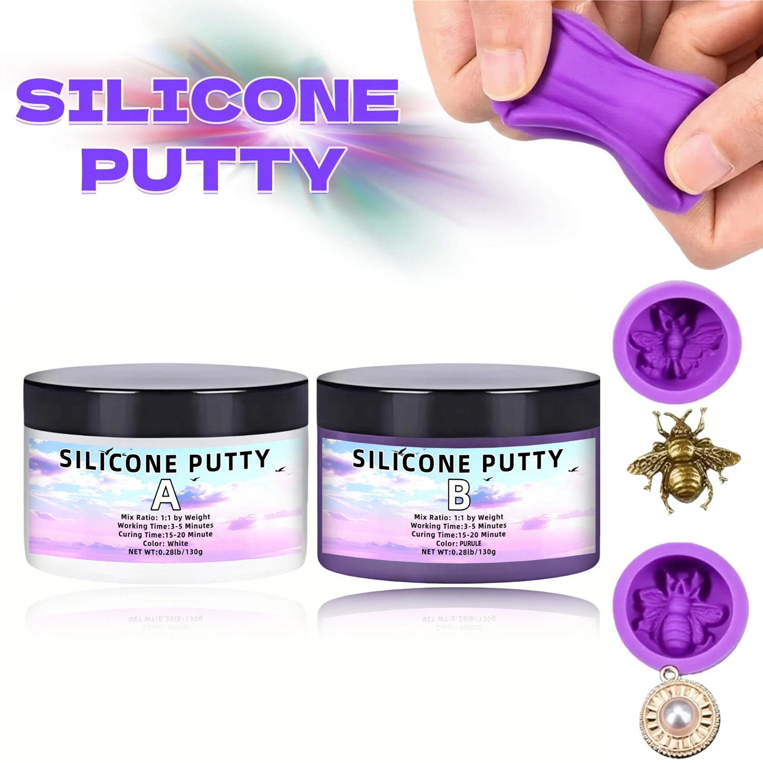 

Silicone Putty Kit for DIY Making | Non-toxic, Heat | for DIY Resin Casting Resin , Wax, Crafts and DIY Project Make (Purple)