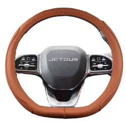 Car Steering Wheel Cover for JETOUR X70 X70 Plus Universal D-type Car Interior Accessories Genuine Leather Non-slip Sweatproof