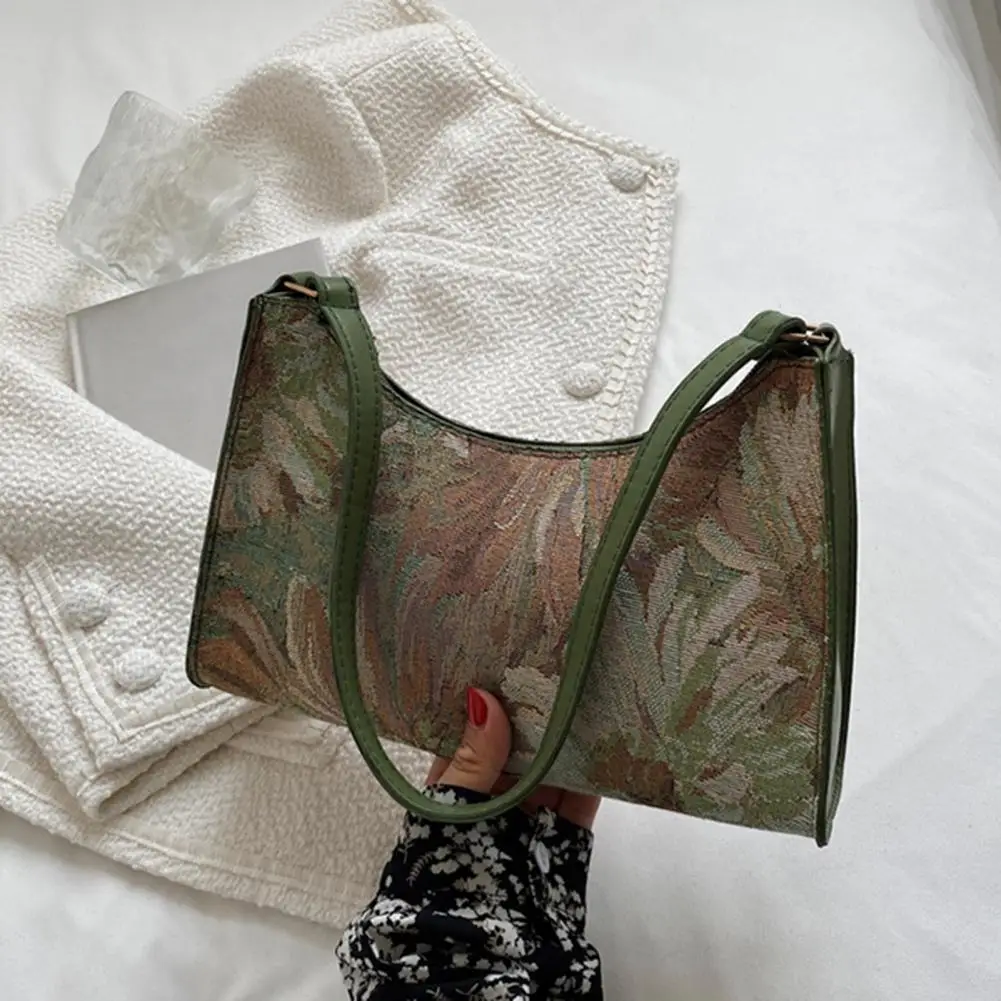 

Oil Painting Handbag Oil Painting Print Shoulder Bag with Retro Style Capacity for Travel Commuting Featuring Narrow Straps