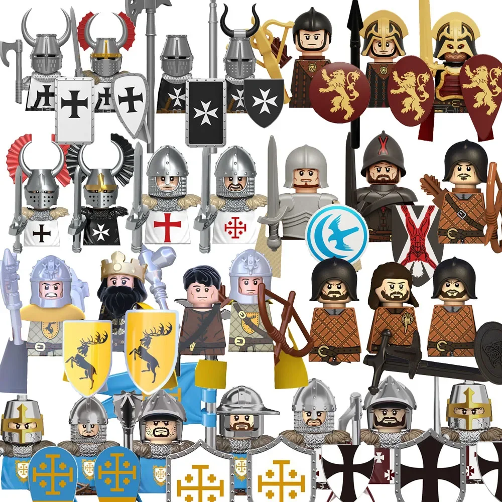 Blocs de construction de figurines de dessin animé MOC médiéval, soldats d'élite Burton, armure lourde, croisés, Temple, chevaliers d'hôpital, jouet pour garçon, cadeaux K008