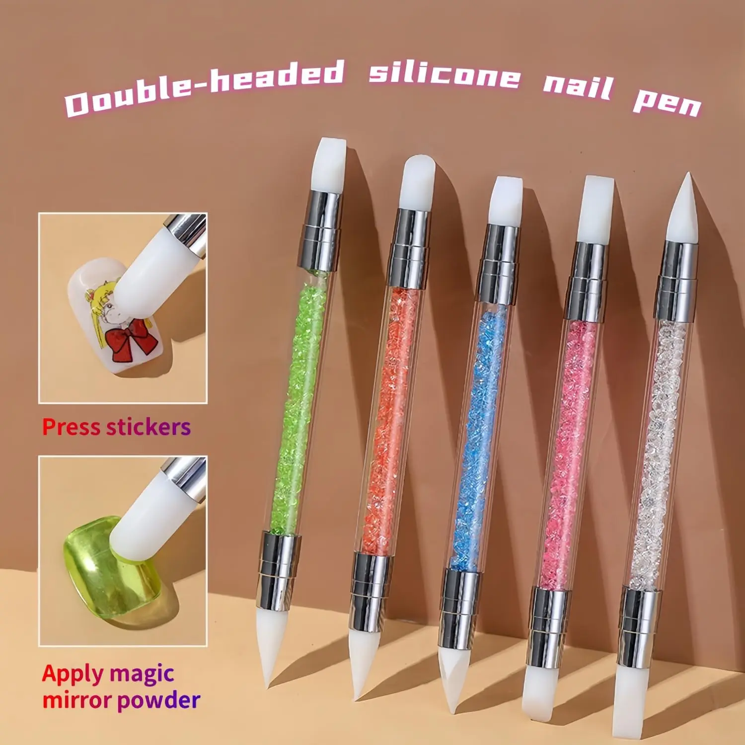 10PCS Nail Brushes Set - 5PCS Double-Ended Dotting Pens & 5PCS Sculpture Pen - Manicure Tools Kit for Rhinestone Art & Painting