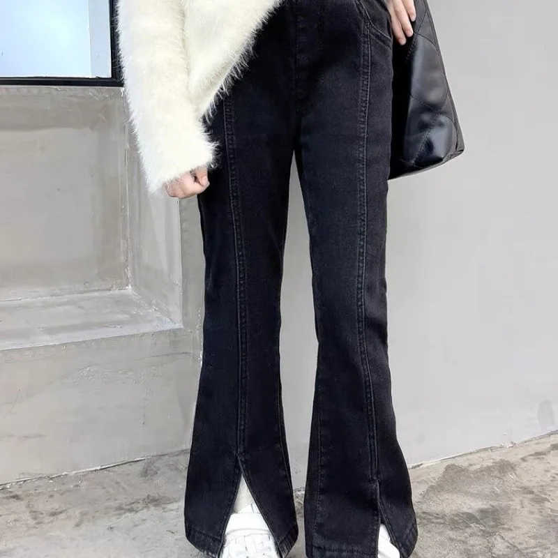 

Girls Pants Spring and Autumn 2024 New Fashion Foreign Style Child Foreign Style Slit Slim Flare Pants Baby Girl Fashion Pant